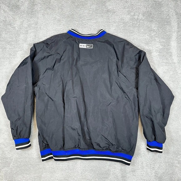 Vintage Nike Center Swoosh Windbreaker Pullover Black Blue XL 90s V-Neck Jacket - Picture 2 of 13